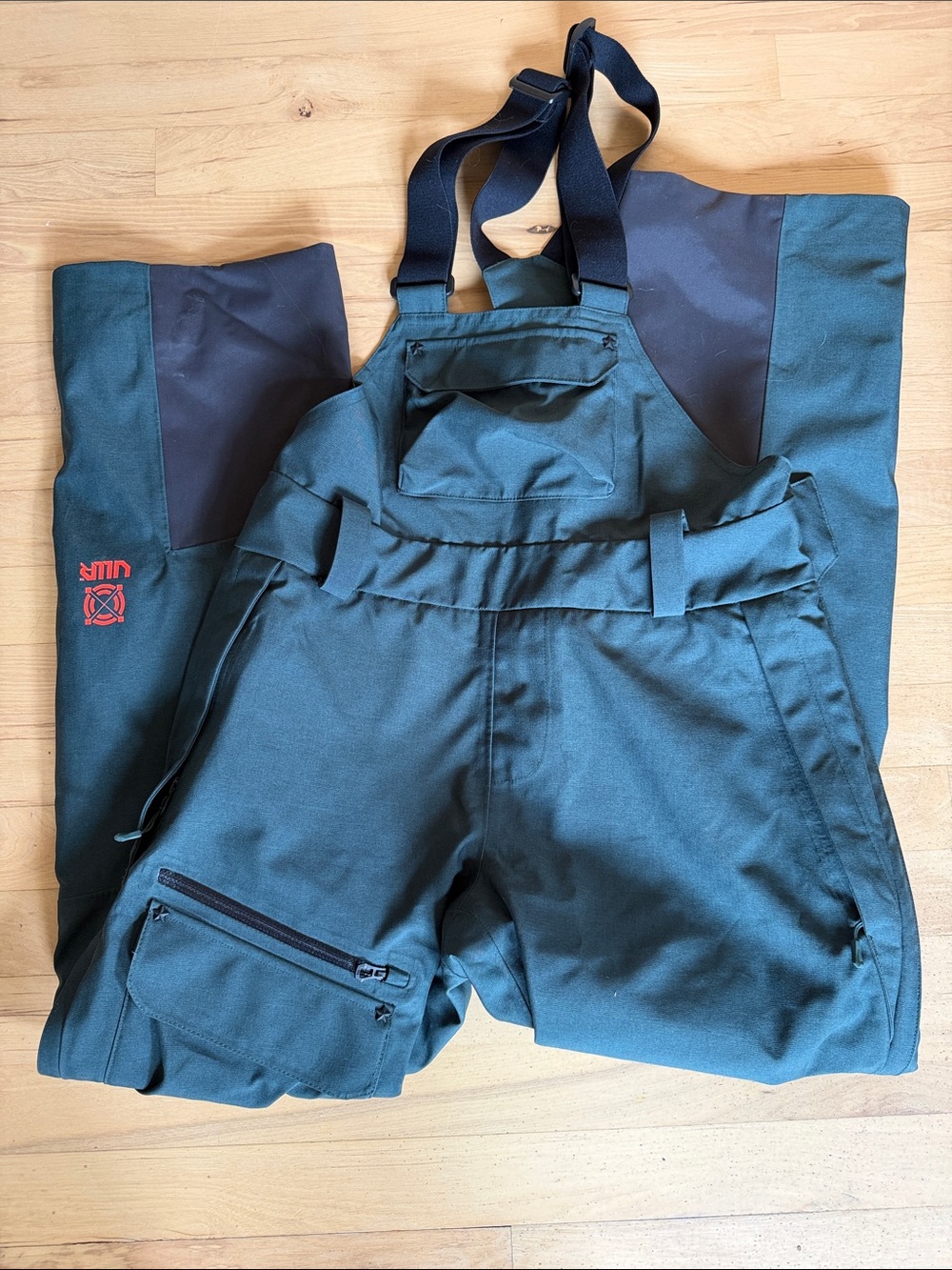 Helly Hansen Women's Dark Green Bib Overalls with Black Panels